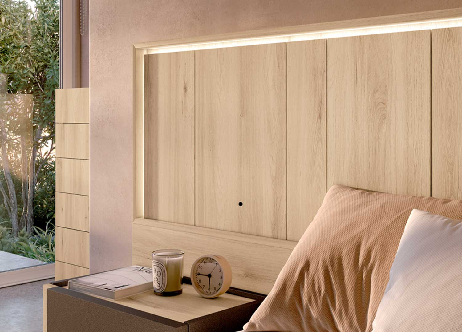 Lit chambre adulte moderne 180x200 cm à led Yuna