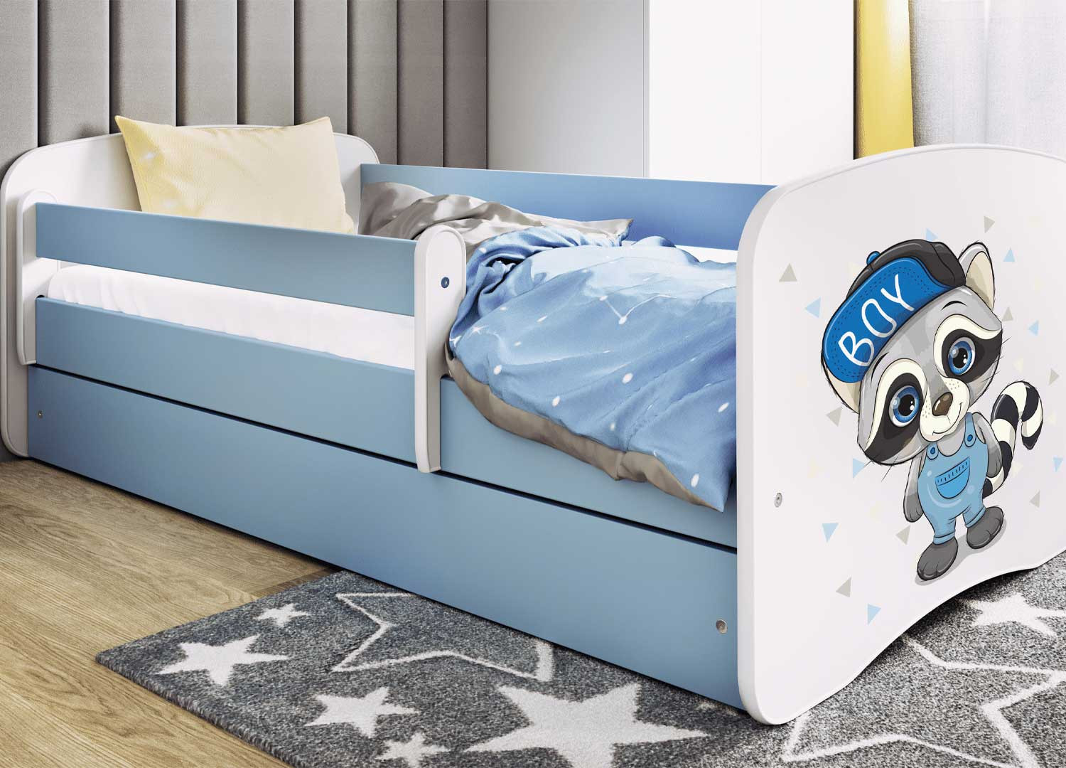 Lit enfant décor raton laveur 70x140, 80x160, 80x180 cm