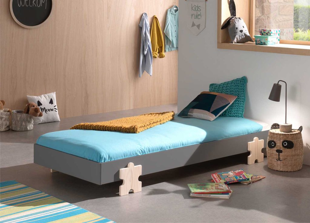 Lit enfant empilable 90x200 cm pieds puzzle