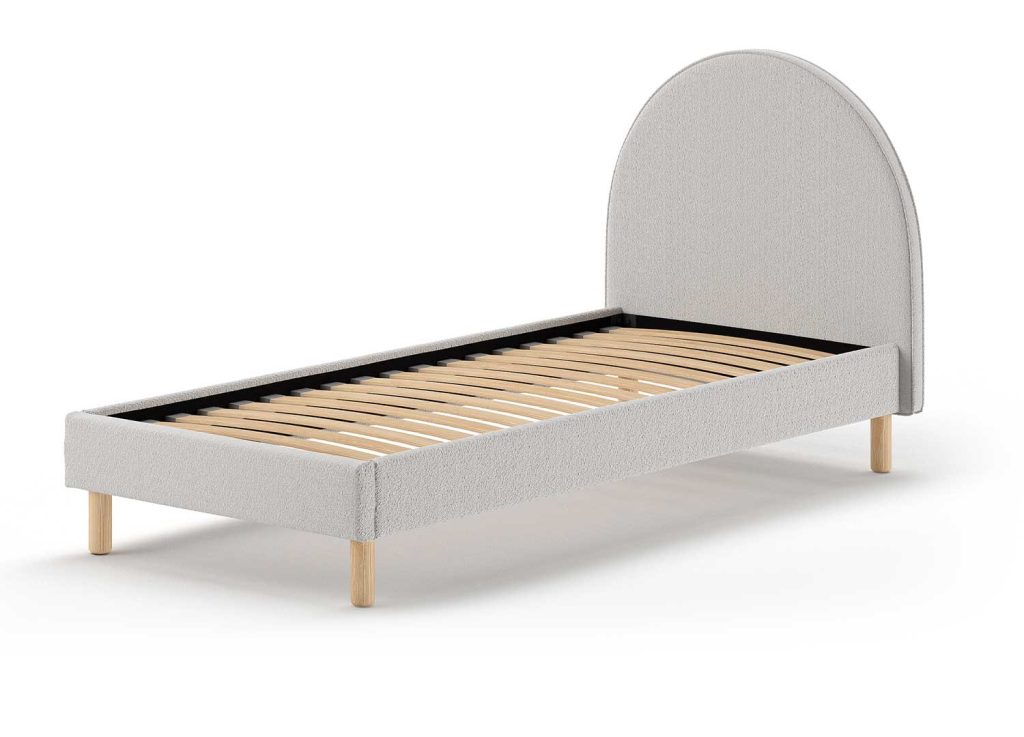 Lit enfant tissu bouclé gris 90x200 cm Moon