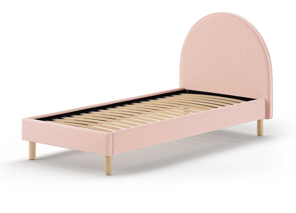 Lit enfant tissu bouclé rose 90x200 cm Moon