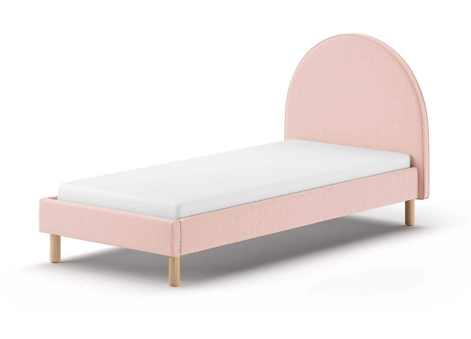 Lit enfant tissu bouclé rose 90x200 cm Moon