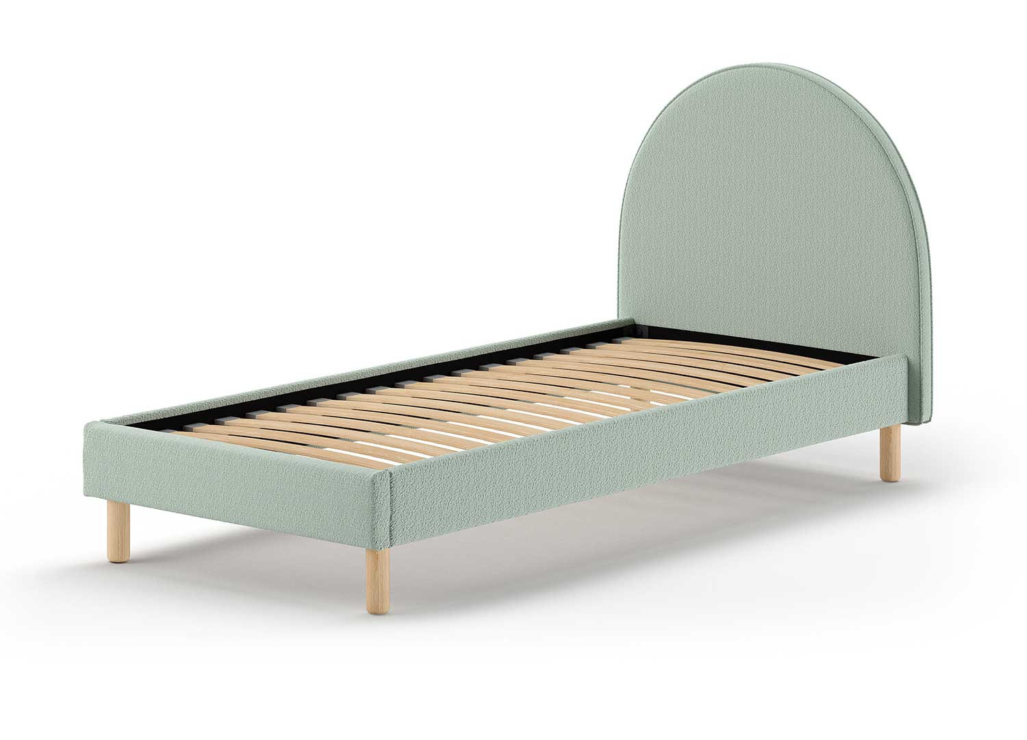 Lit enfant tissu bouclé vert 90x200 cm Moon
