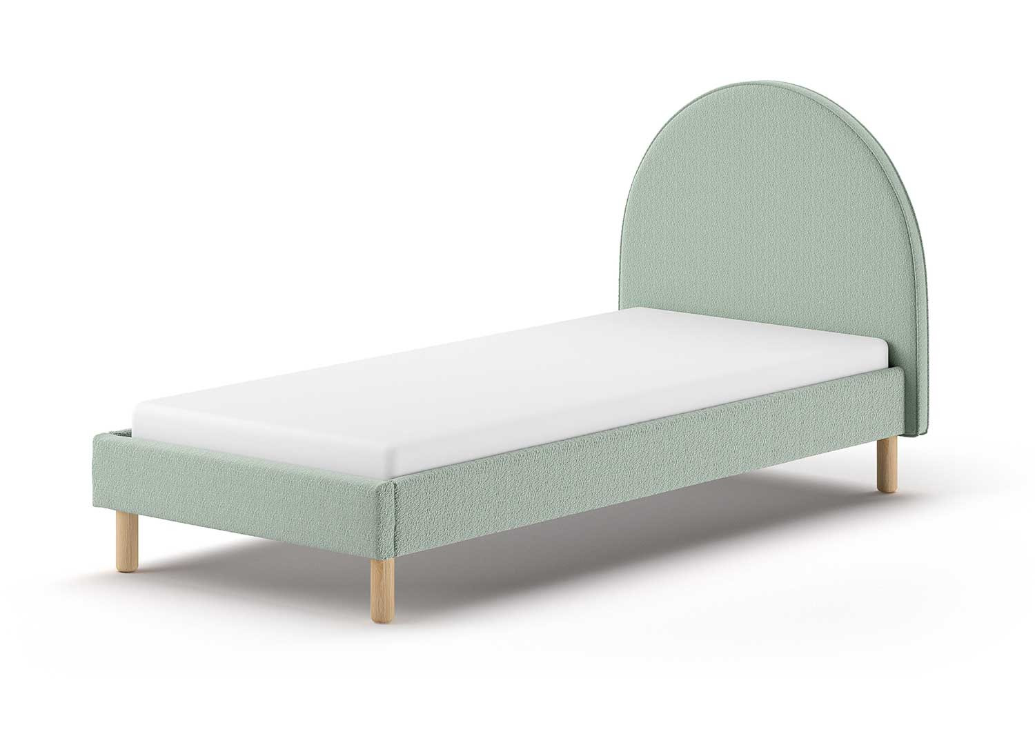 Lit enfant tissu bouclé vert 90x200 cm Moon
