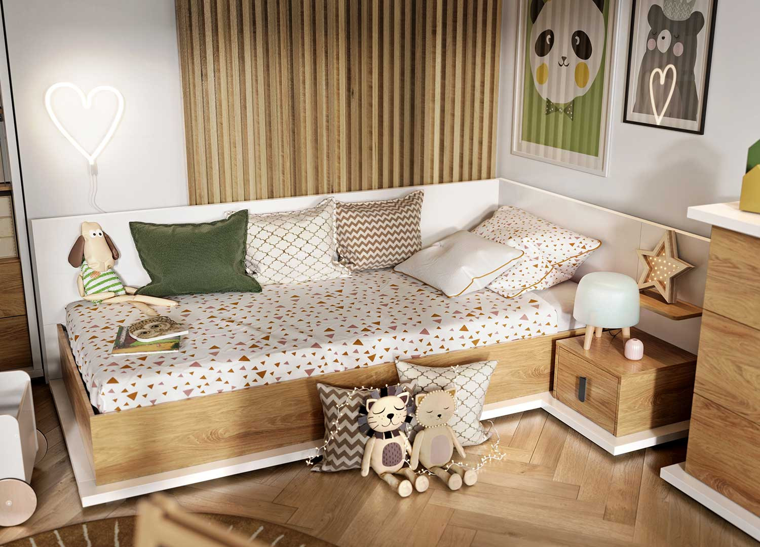 Lit enfant version droite 90x200 cm avec rangement