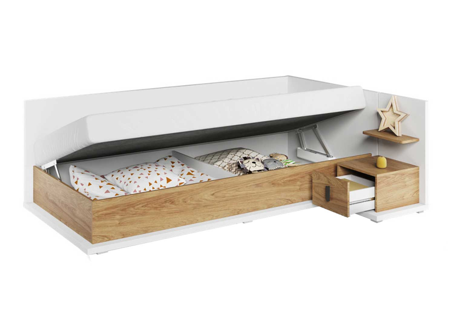 Lit enfant version droite 90x200 cm avec rangement
