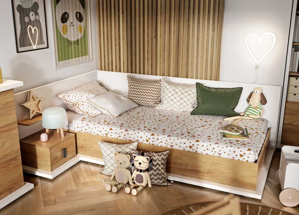 Lit enfant version gauche 90x200 cm avec rangement