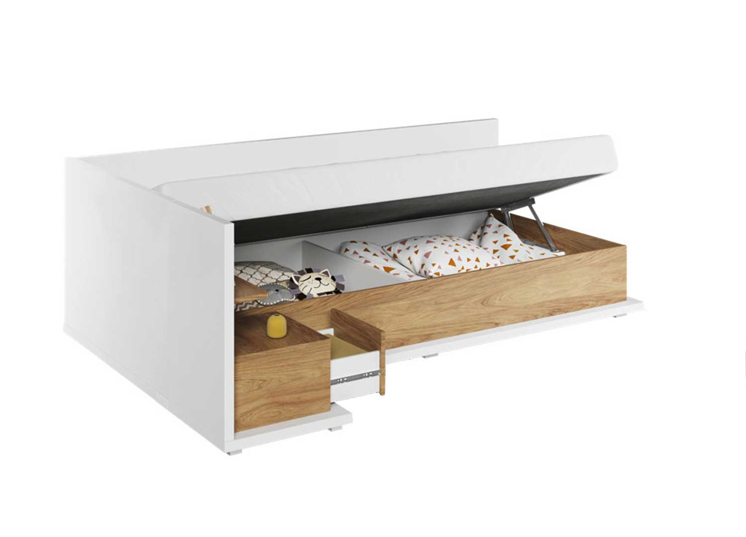 Lit enfant 90x200 cm avec rangement côté gauche