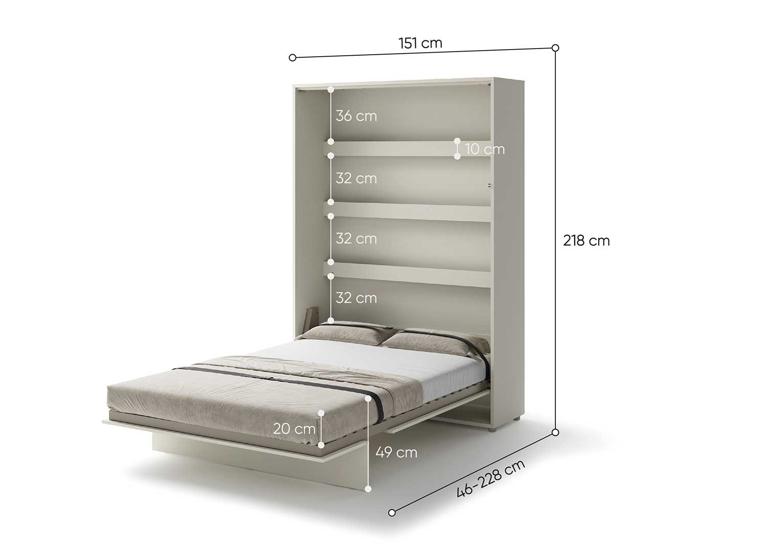 Lit escamotable vertical cachemire 140x200 cm Bed Concept