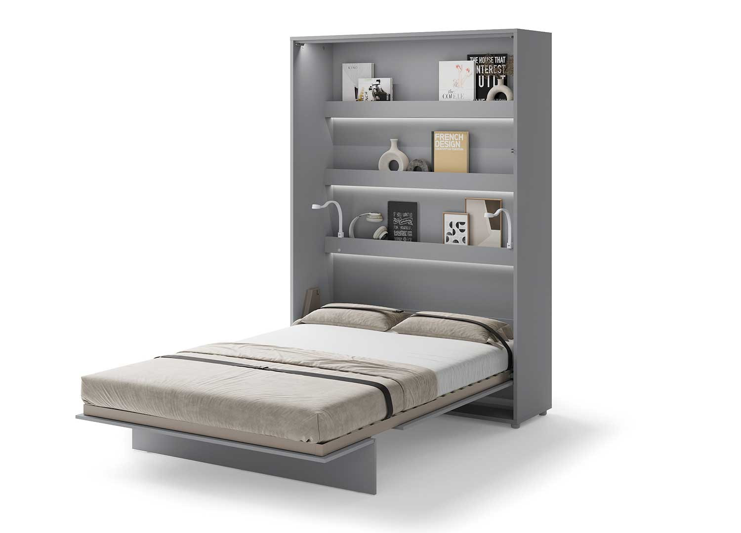 Lit gris escamotable vertical 140x200 cm Bed Concept