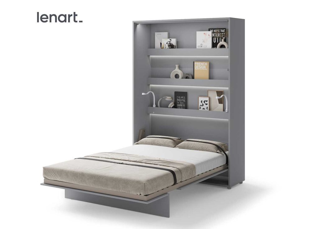 Lit gris escamotable vertical 140x200 cm Bed Concept