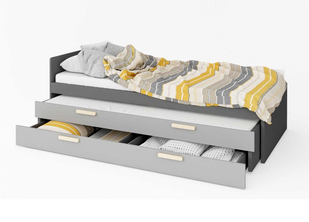 Lit junior avec 2 matelas et 2 tiroirs de lit