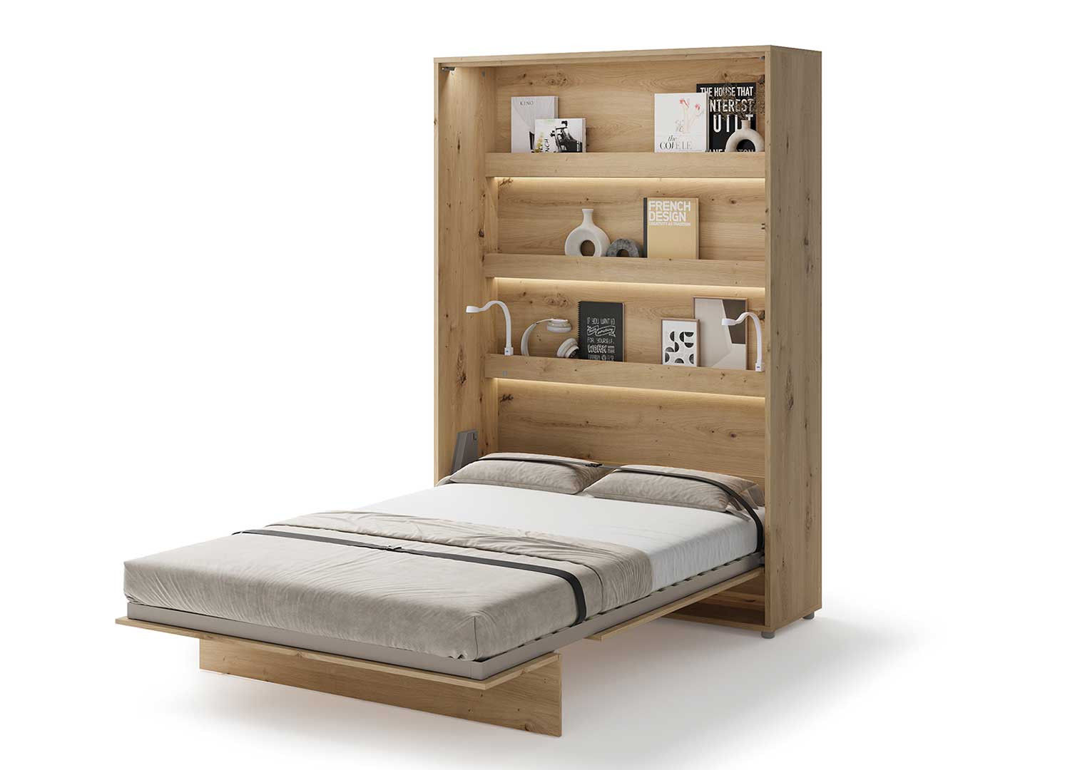 Lit mural double chêne artisan 140x200 cm Bed Concept