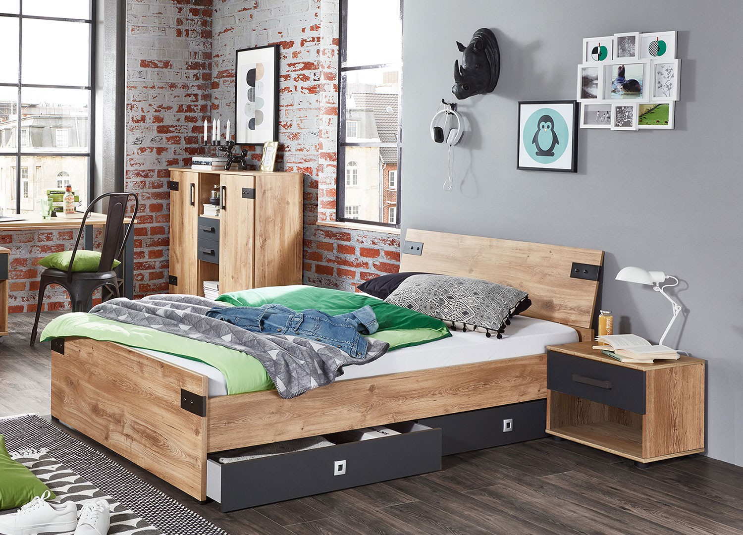 Lit pour enfant 3 couchages style industriel