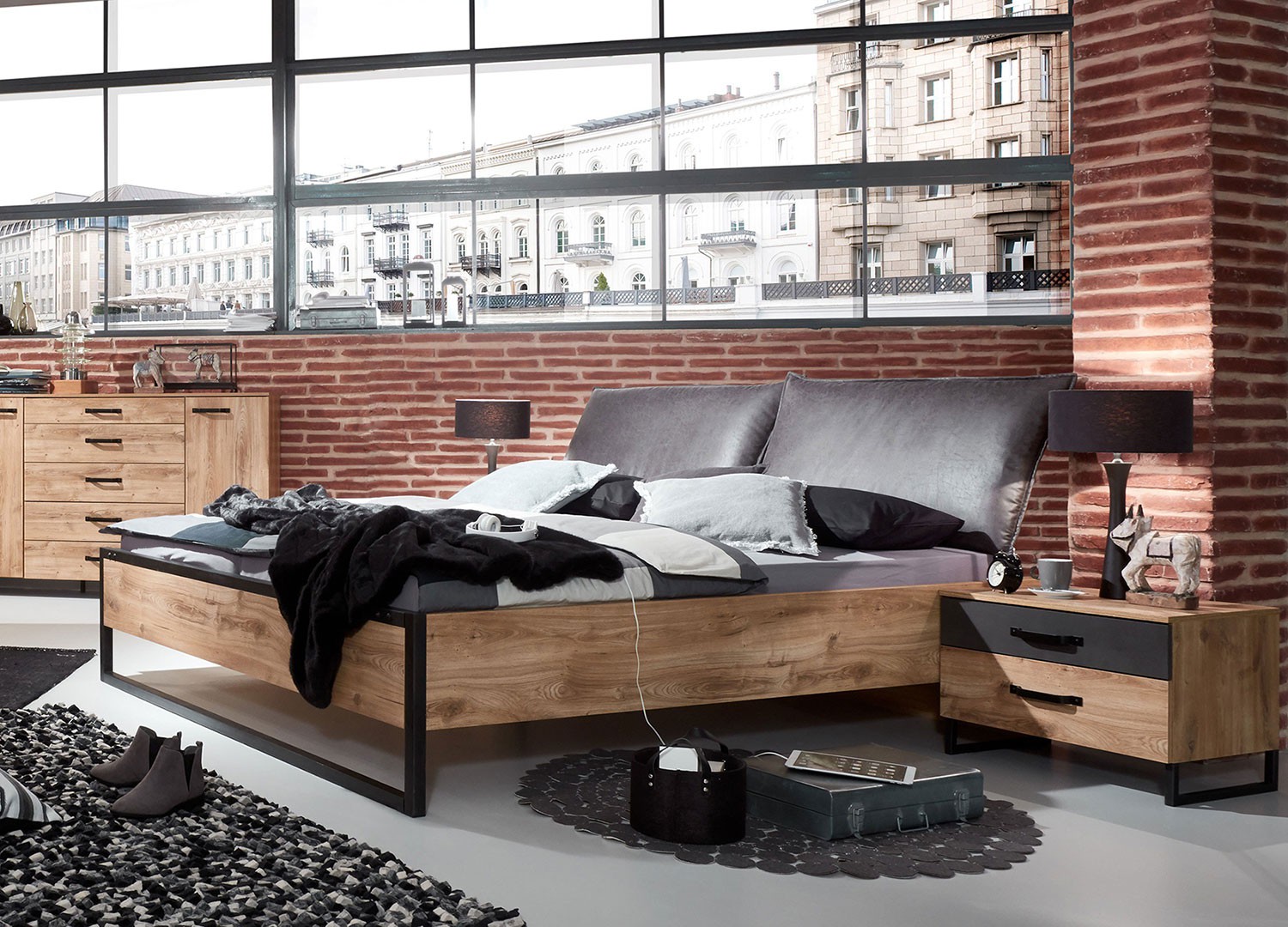 Lit style industriel vintage 160x200 cm