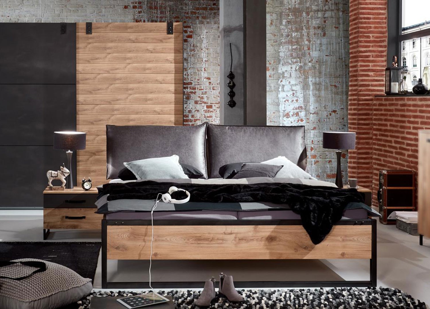 Lit style industriel vintage 160x200 cm
