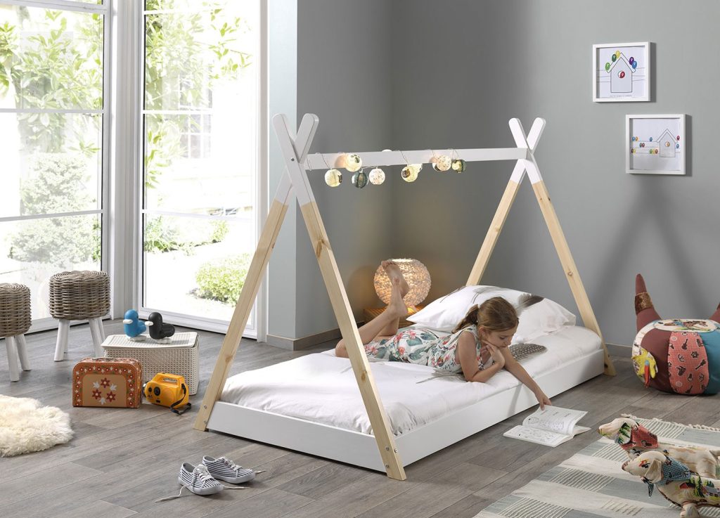 Lit tipi 90x200 cm blanc