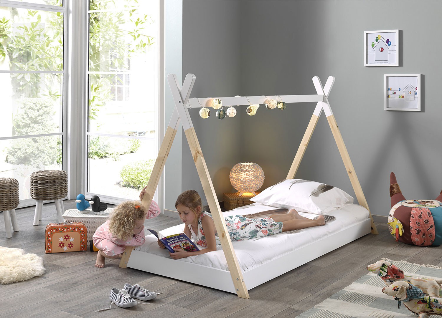 Lit tipi 90x200 cm blanc