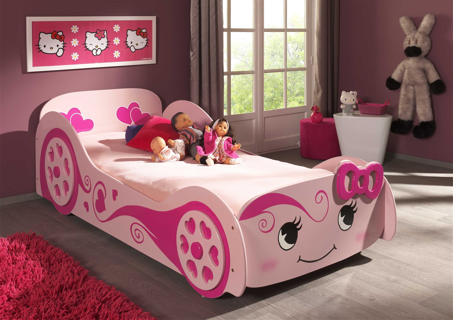 Lit Voiture Design Rose 90x200 cm