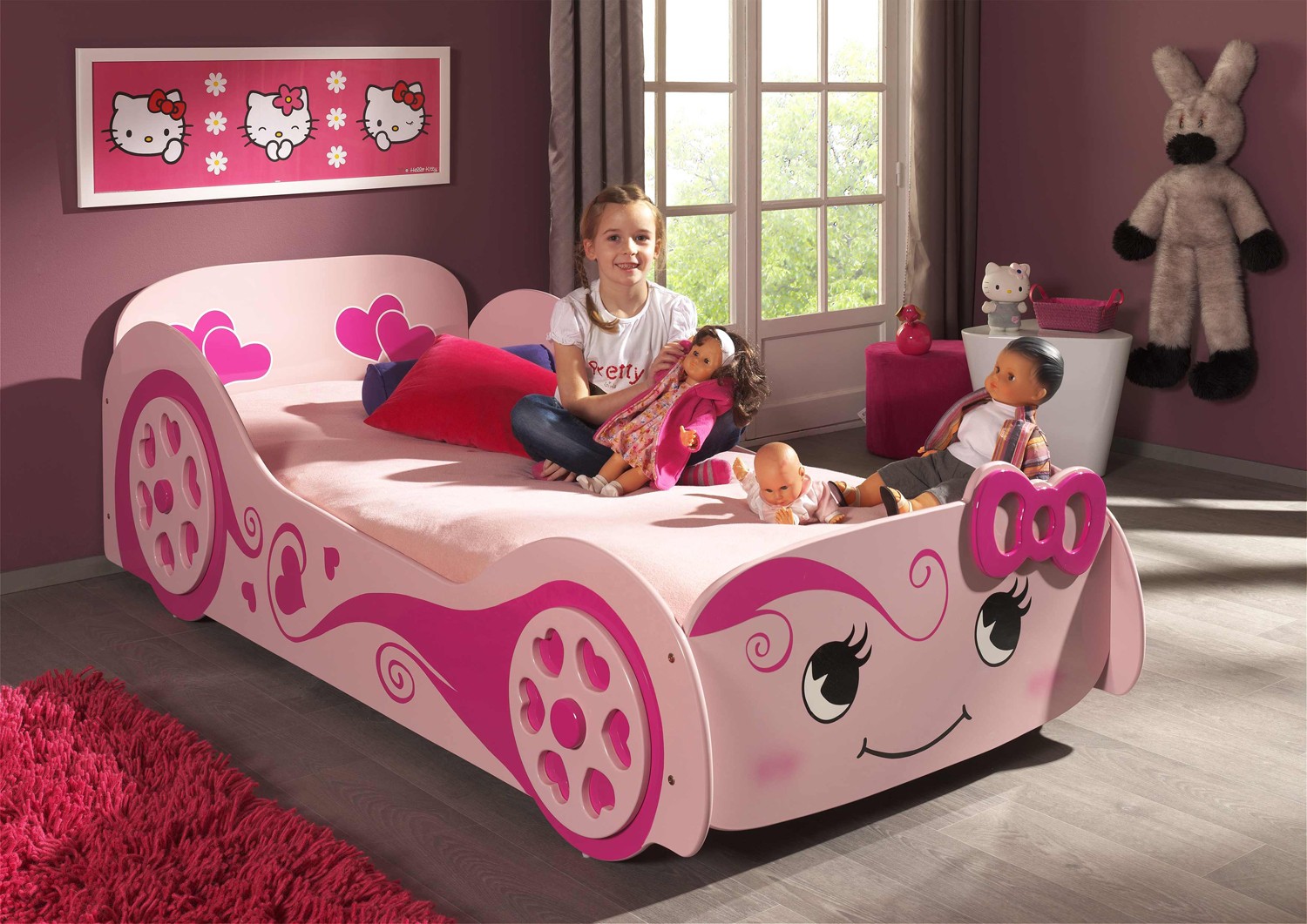 Lit Voiture Design Rose 90x200 cm