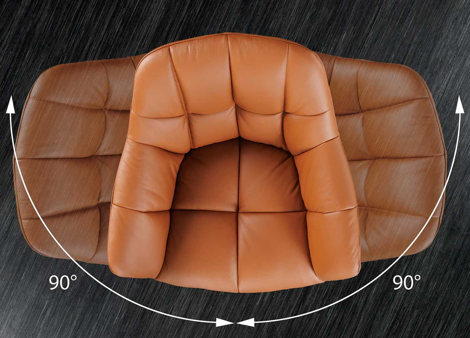 Lot de 2 chaises accoudoirs pivotantes en cuir cognac Hudson