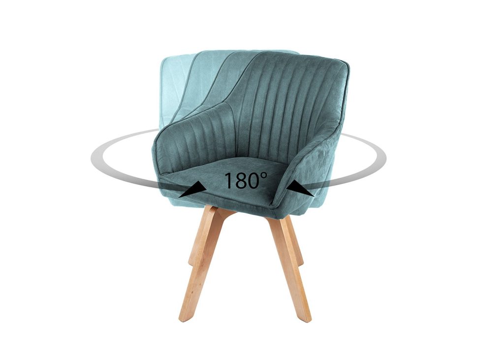 Lot de 2 chaises bleu pétrole pivotantes avec accoudoirs