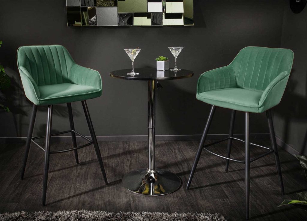 Lot de 2 chaises de bar velours vert émeraude