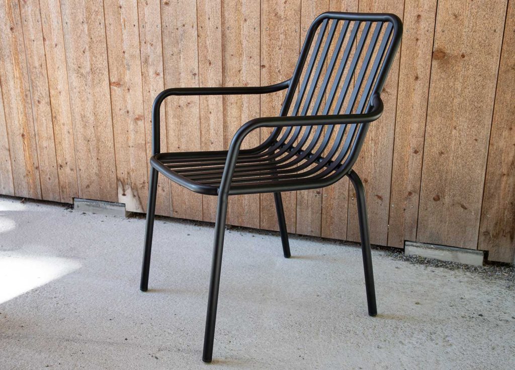 Lot de 2 chaises de jardin empilable en aluminium noir