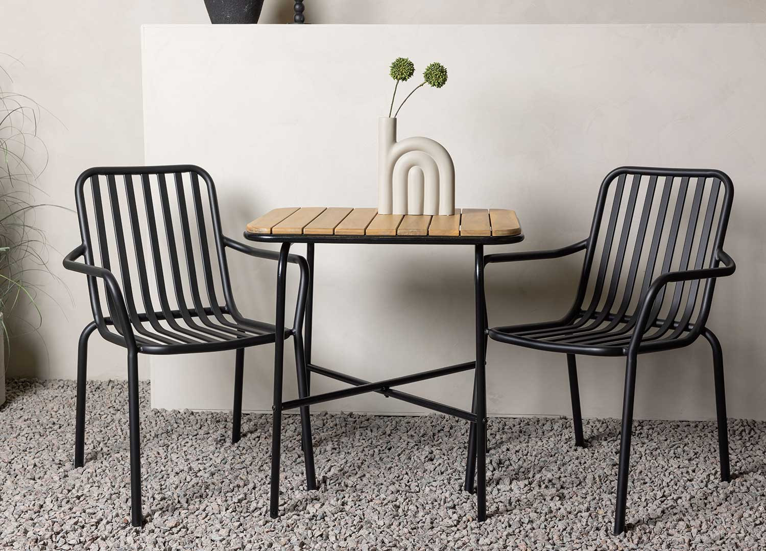 Lot de 2 chaises de jardin empilable en aluminium noir