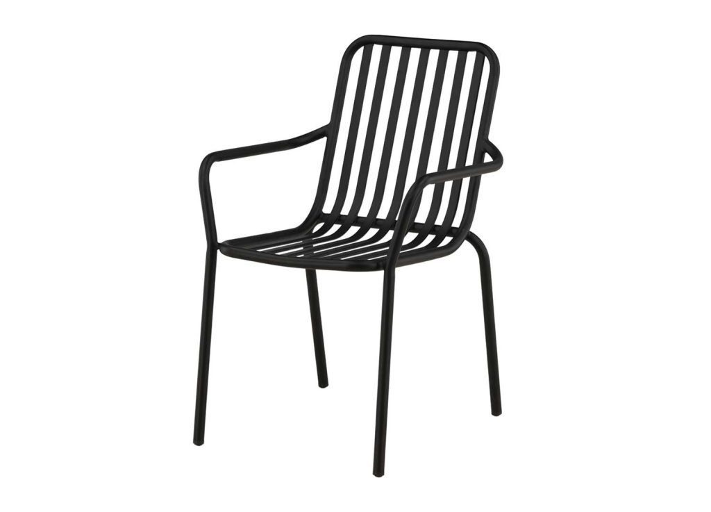 Lot de 2 chaises de jardin empilable en aluminium noir
