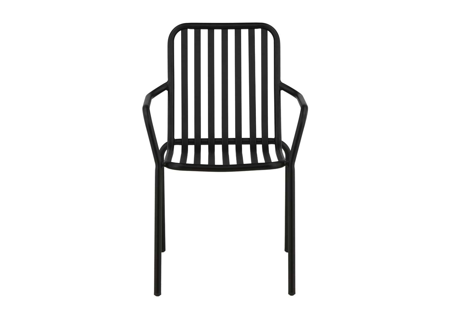 Lot de 2 chaises de jardin empilable en aluminium noir