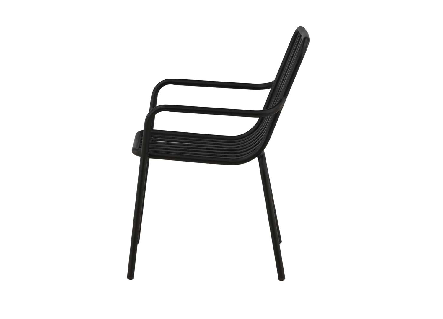 Lot de 2 chaises de jardin empilable en aluminium noir