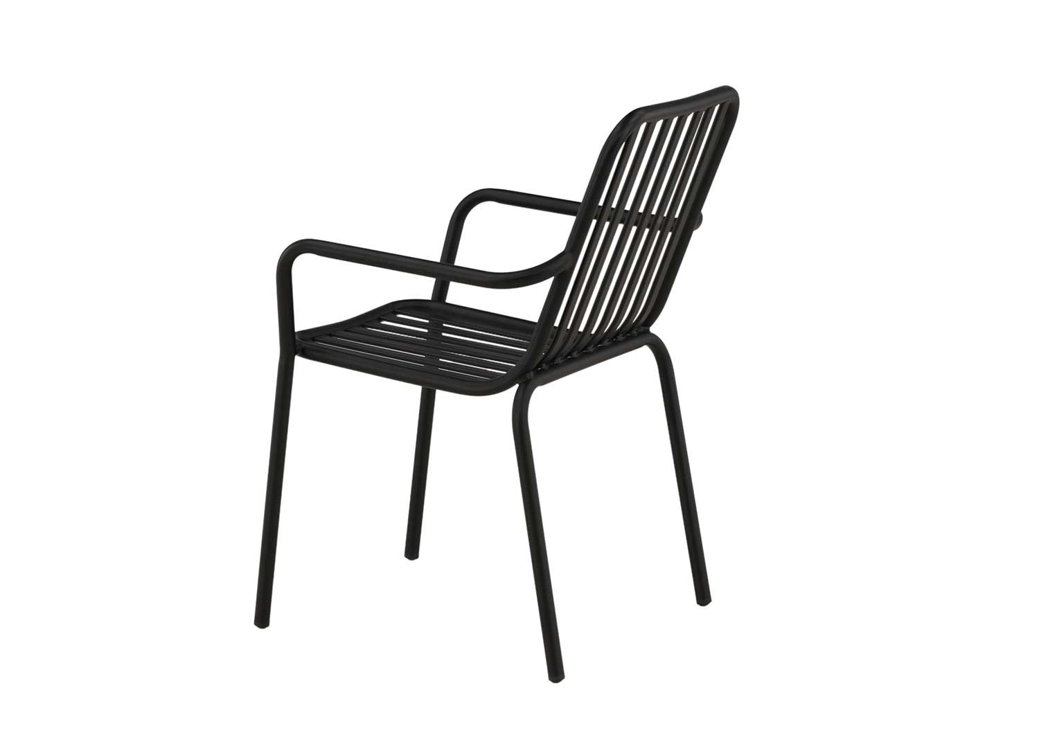 Lot de 2 chaises de jardin empilable en aluminium noir