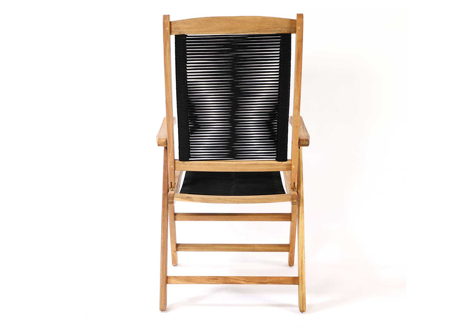 Lot de 2 chaises de jardin pliantes bois d'acacia et cordage noir