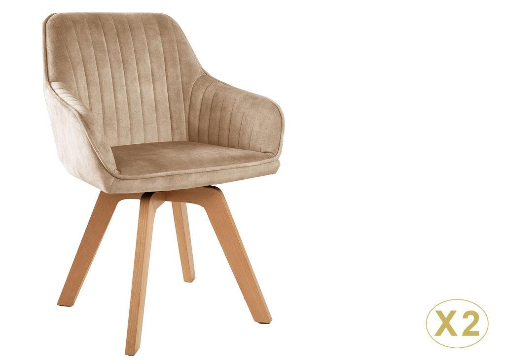 Lot de 2 chaises design pivotantes avec accoudoirs