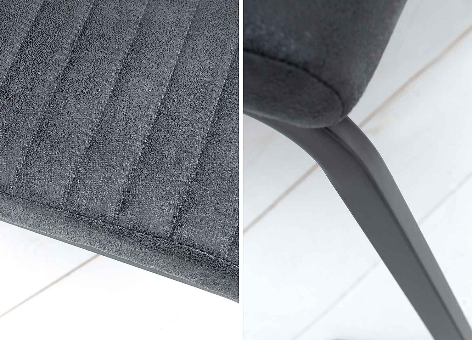 Lot de 2 chaises en microfibre gris noir