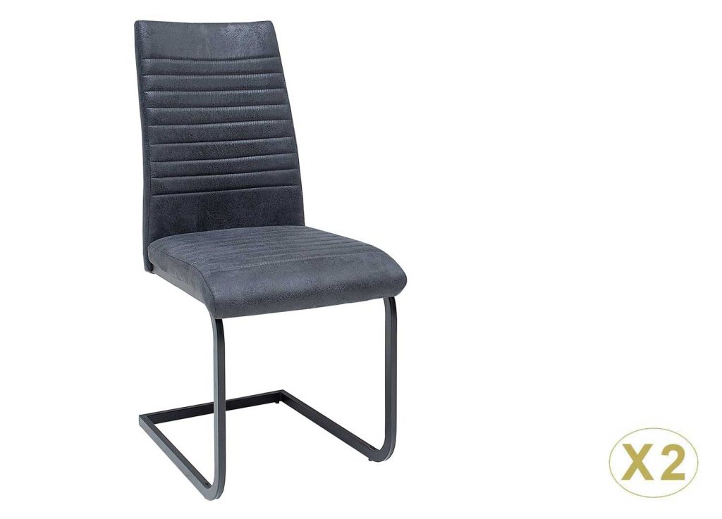 Lot de 2 chaises en microfibre gris noir
