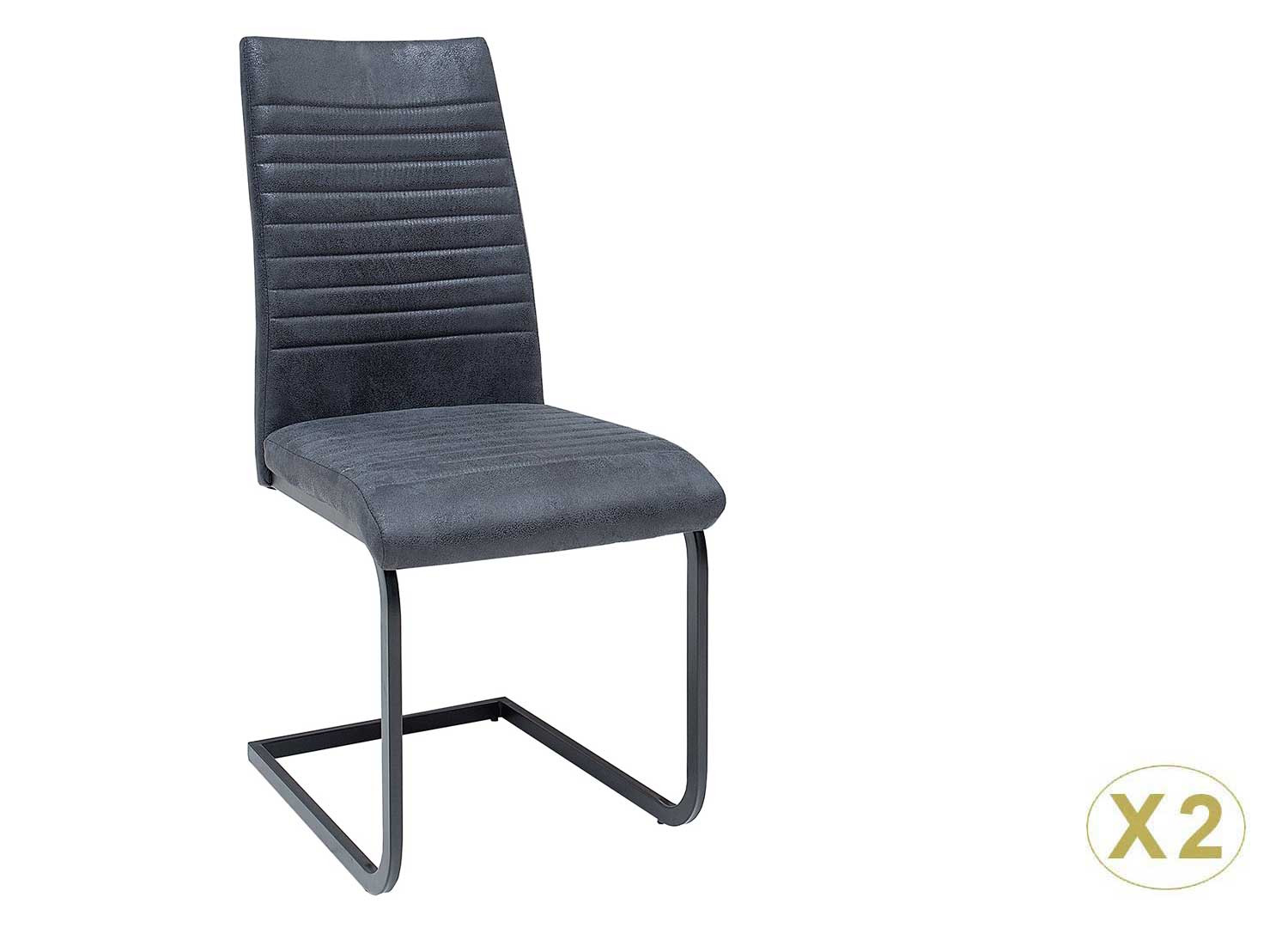 Lot de 2 chaises en microfibre gris noir