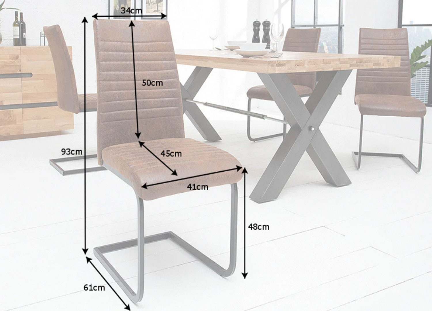 Lot de 2 chaises en microfibre marron