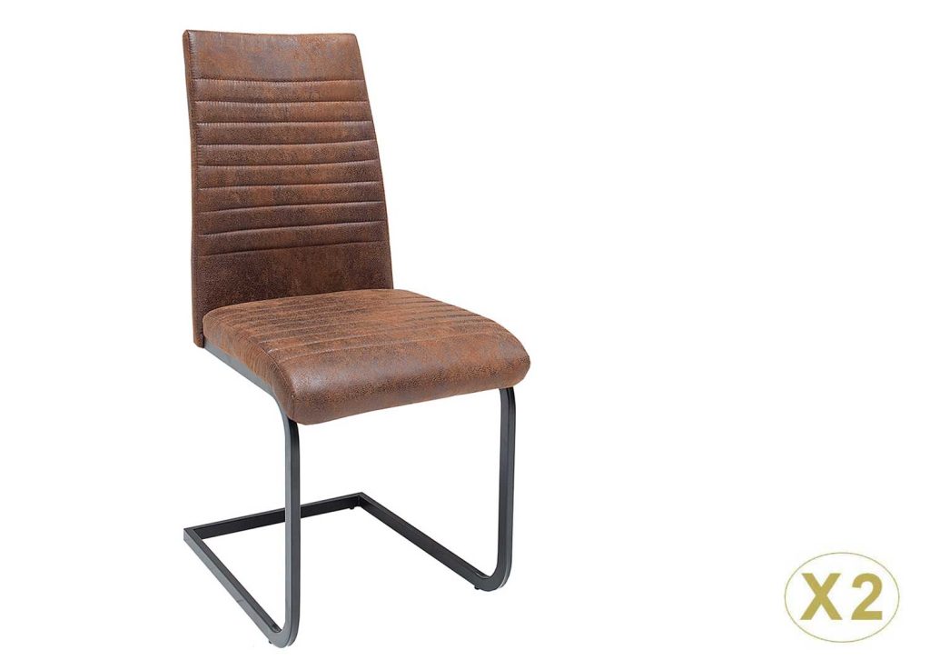 Lot de 2 chaises en microfibre marron
