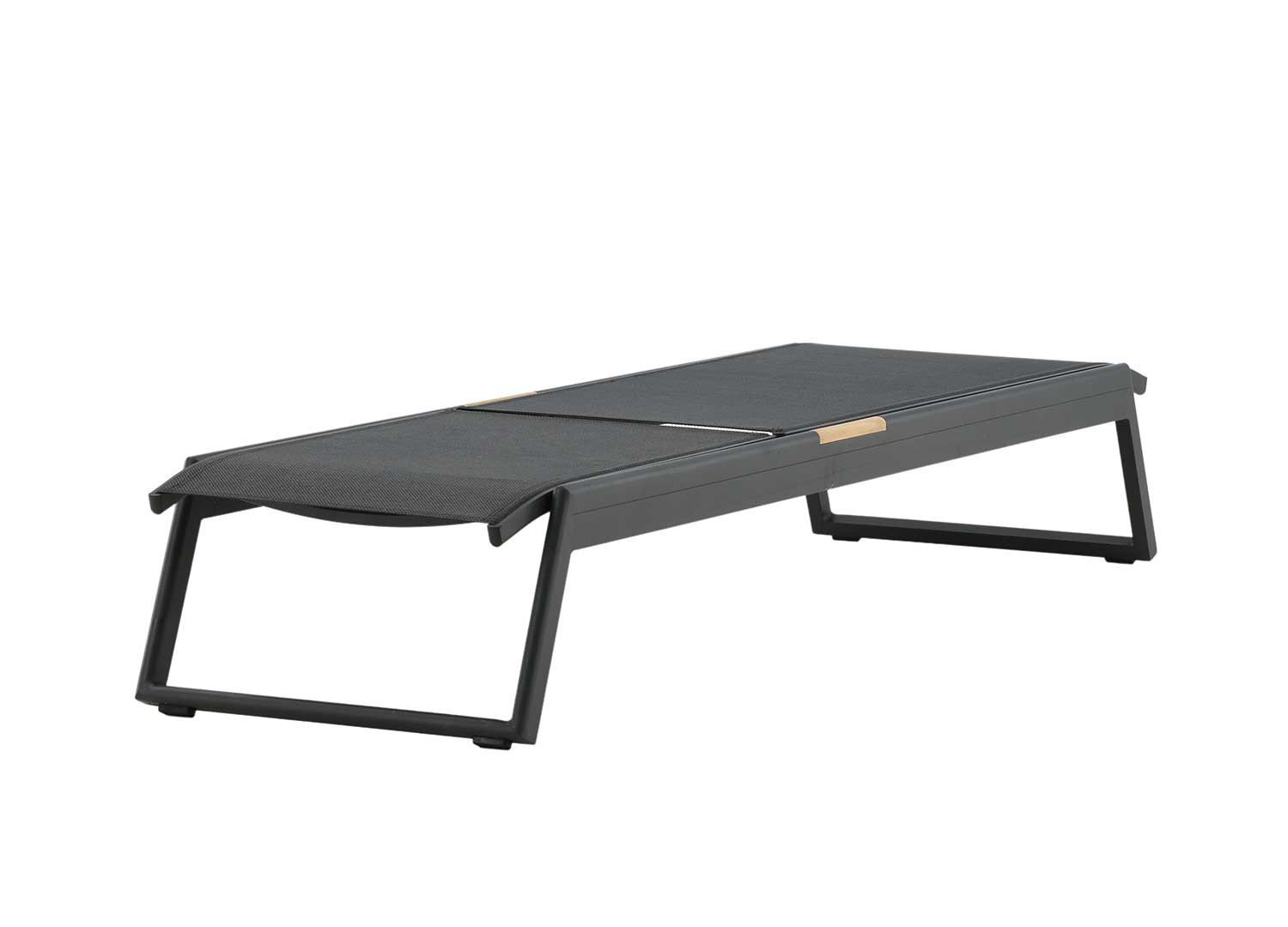 Lot de 2 chaises longues de jardin noire avec détail en teck