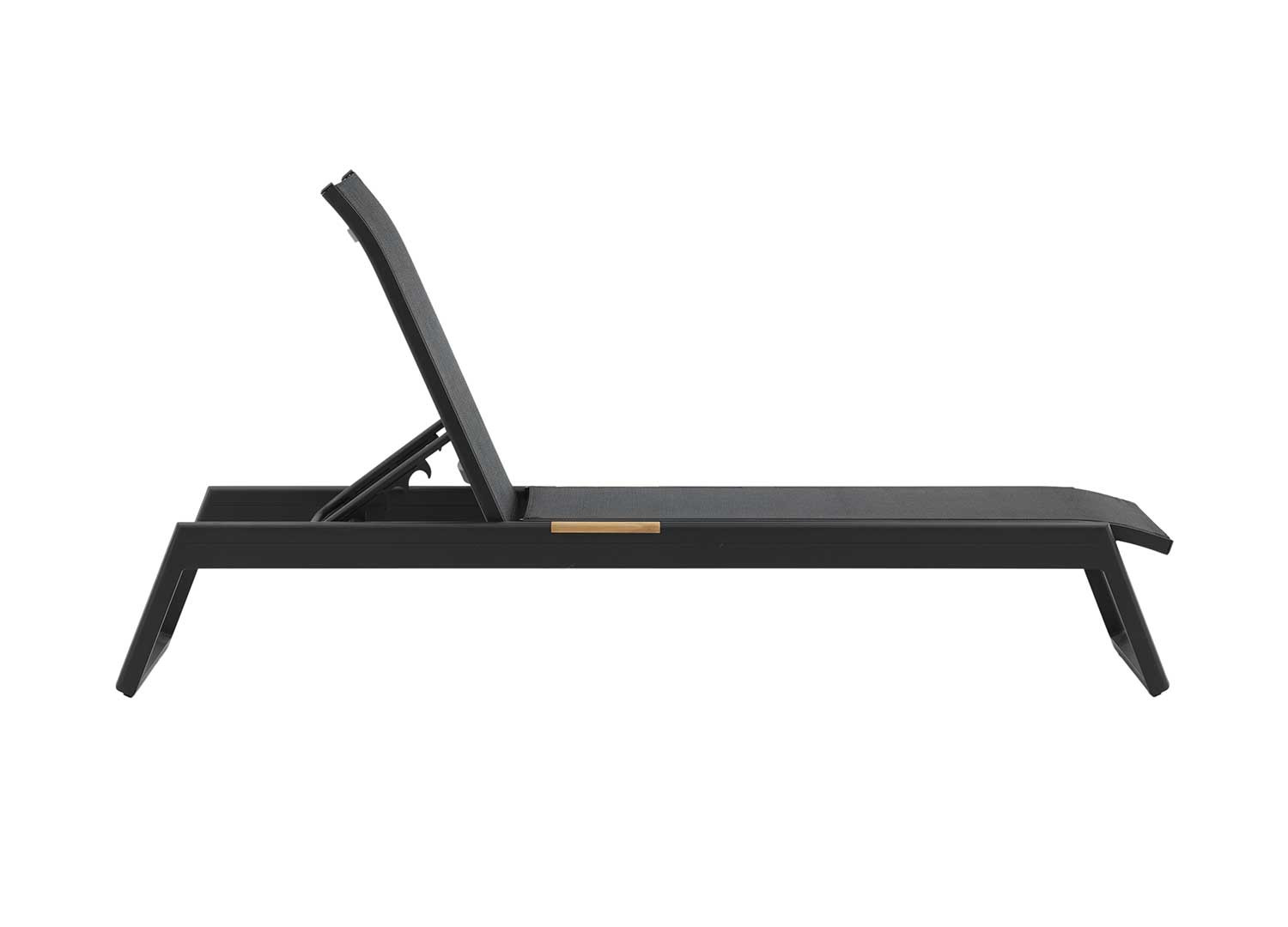 Lot de 2 chaises longues de jardin noire avec détail en teck