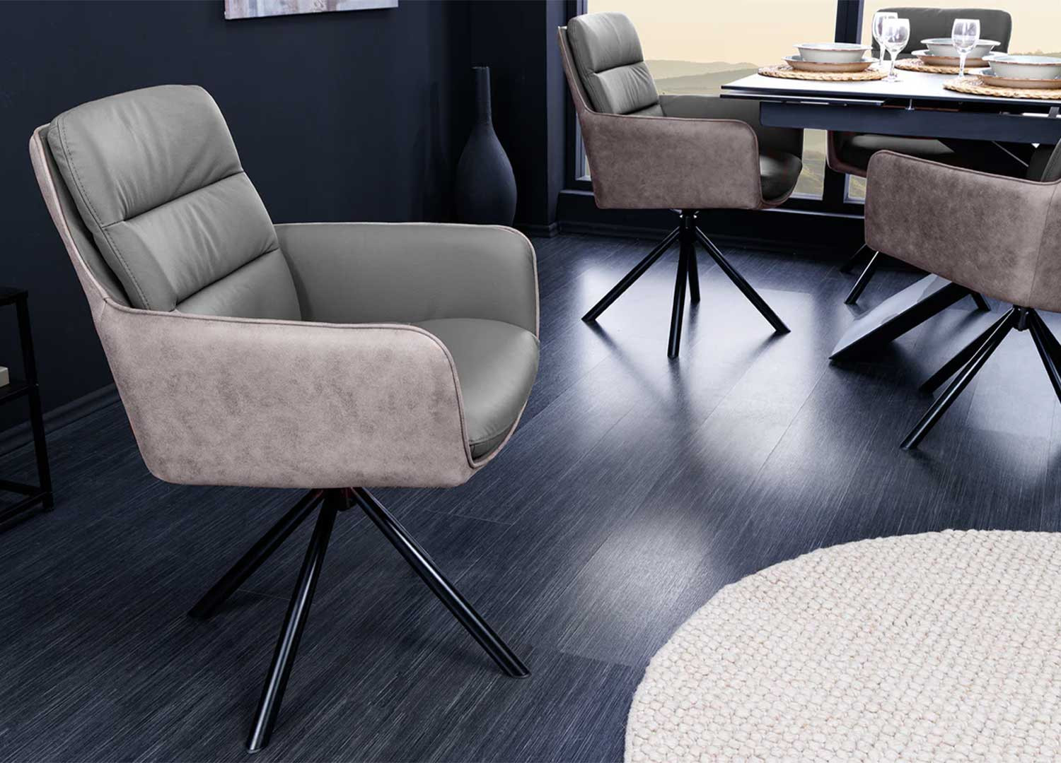 Chaise de salle à manger cuir taupe