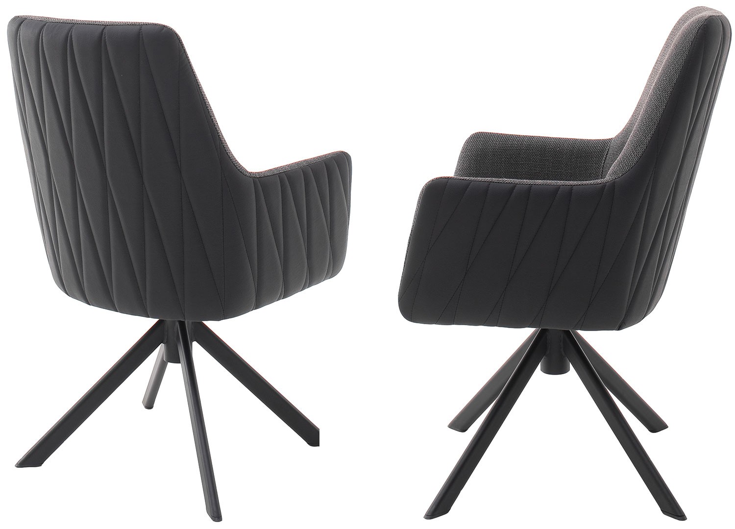 Lot de 2 chaises pivotantes avec accoudoirs bi-matière 3 couleurs