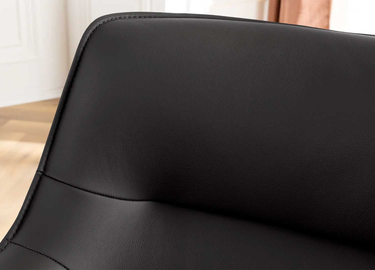 Lot de 2 chaises pivotantes en cuir et tissu noir Darek