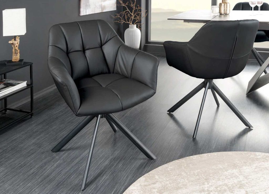 Lot de 2 chaises pivotantes en cuir noir Hudson