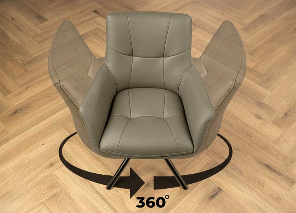 Lot de 2 chaises pivotantes en cuir taupe Bridget