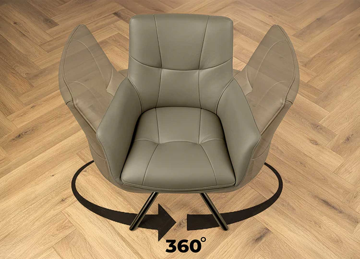 Lot de 2 chaises pivotantes en cuir taupe Bridget