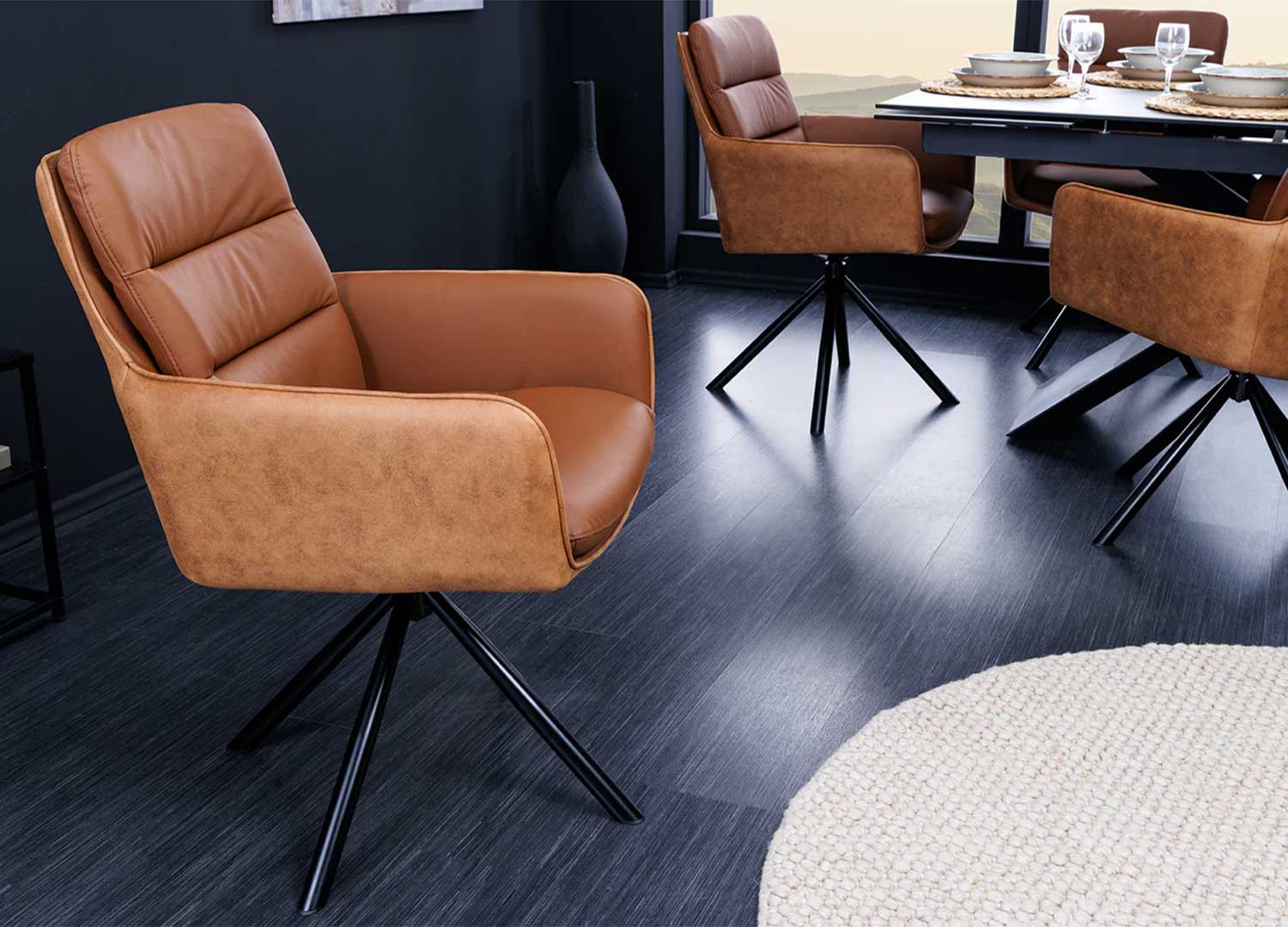 Chaises modernes en cuir et tissu pas cher