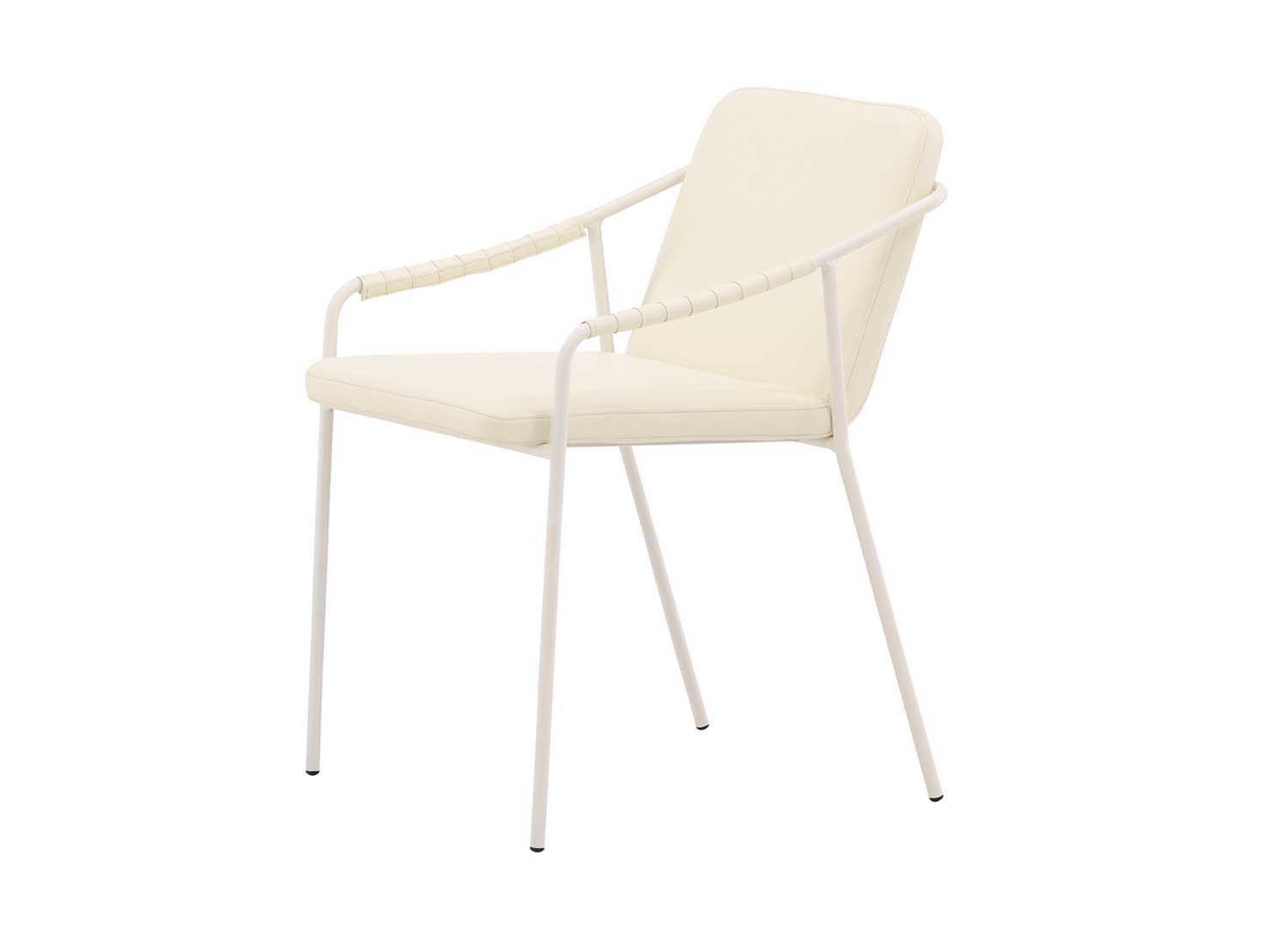 Lot de 2 chaises simili cuir et acier beige